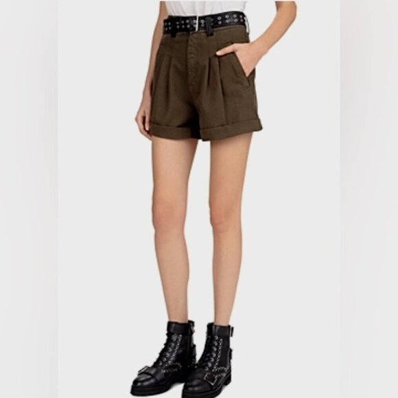 The Kooples Olive Green High-Waisted Shorts – Size 1 (XS/S) - Picture 1 of 16